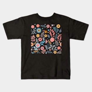 Flowers and leaves simple pattern Kids T-Shirt